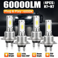Set of 4 H7 LED Car Headlight Bulbs, Emit 6000K Cool White Light, 180W Brightness, 600% Brighter. They Feature High/Low Beam Function and Compact 1:1 Mini Size for Easy Plug-and-Play Installation