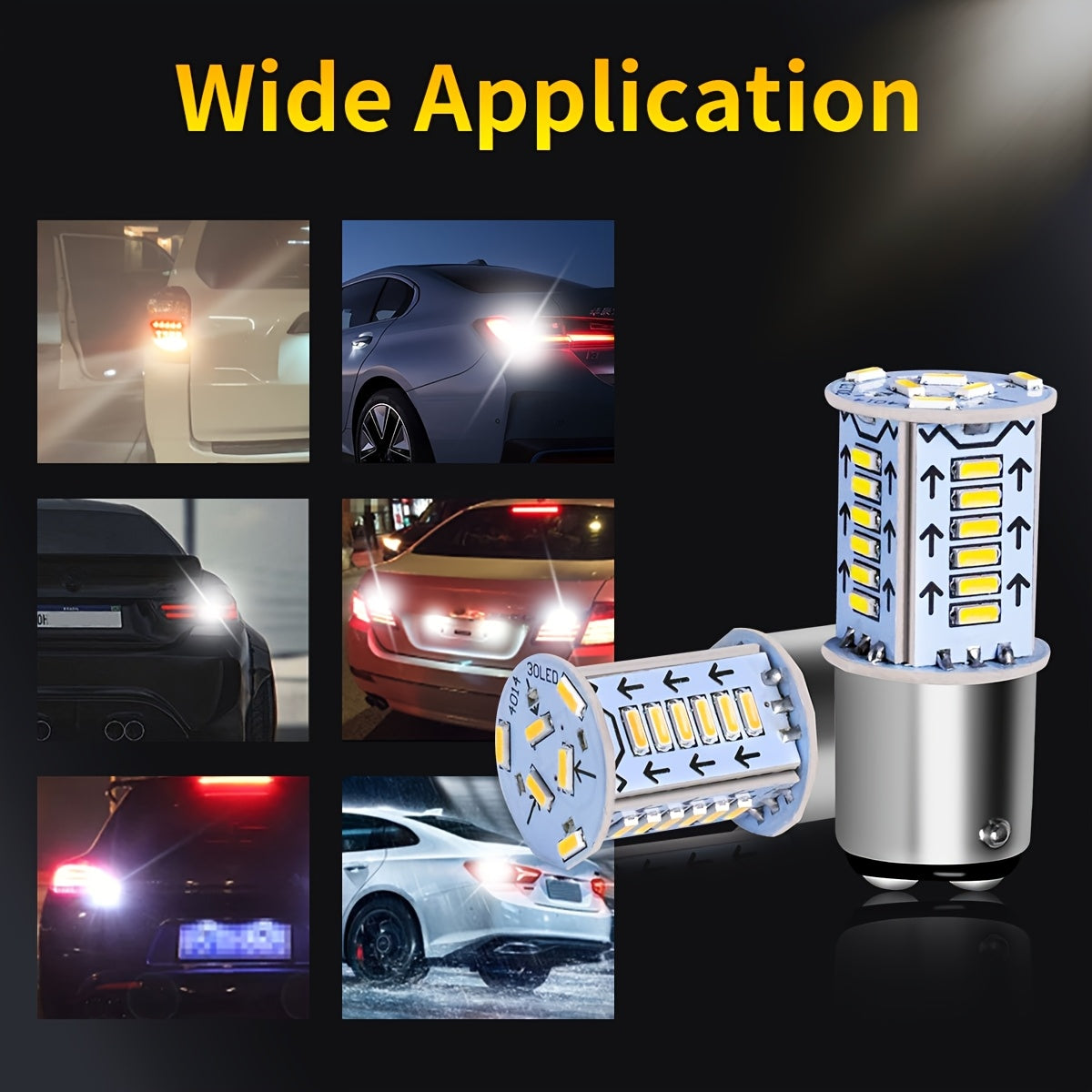 4 Pack High Brightness Red Yellow White LED Car Bulb 1157 Bay15D P21/5W S25 G18 with 30 Pieces 4014 LED Beads, Suitable for Automotive LED Bulb 12V, Battery Not Included