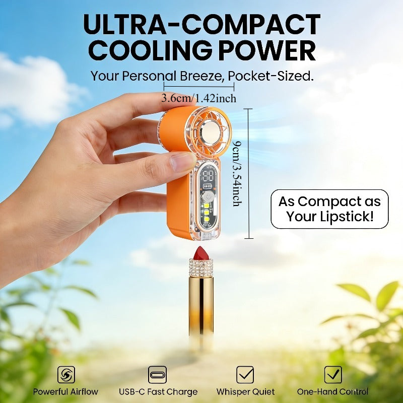 1800mAh Mini Portable Air Blower, Lightweight Design, High Speed & Strong Wind, 0-100 Gear Speed Adjustment, Low Noise, Pocket Portable Fan, Multiple Colors Available, Essential for Outdoor Camping & Daily Use