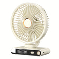 Multifunctional 2000mAh Rechargeable Circulating Fan, 5 Adjustable Wind Speeds, Built-in Night Light and Digital Display for Real-time Battery Check, 90° Vertical Adjustable Angle, Ideal for Home Office Outdoor Use