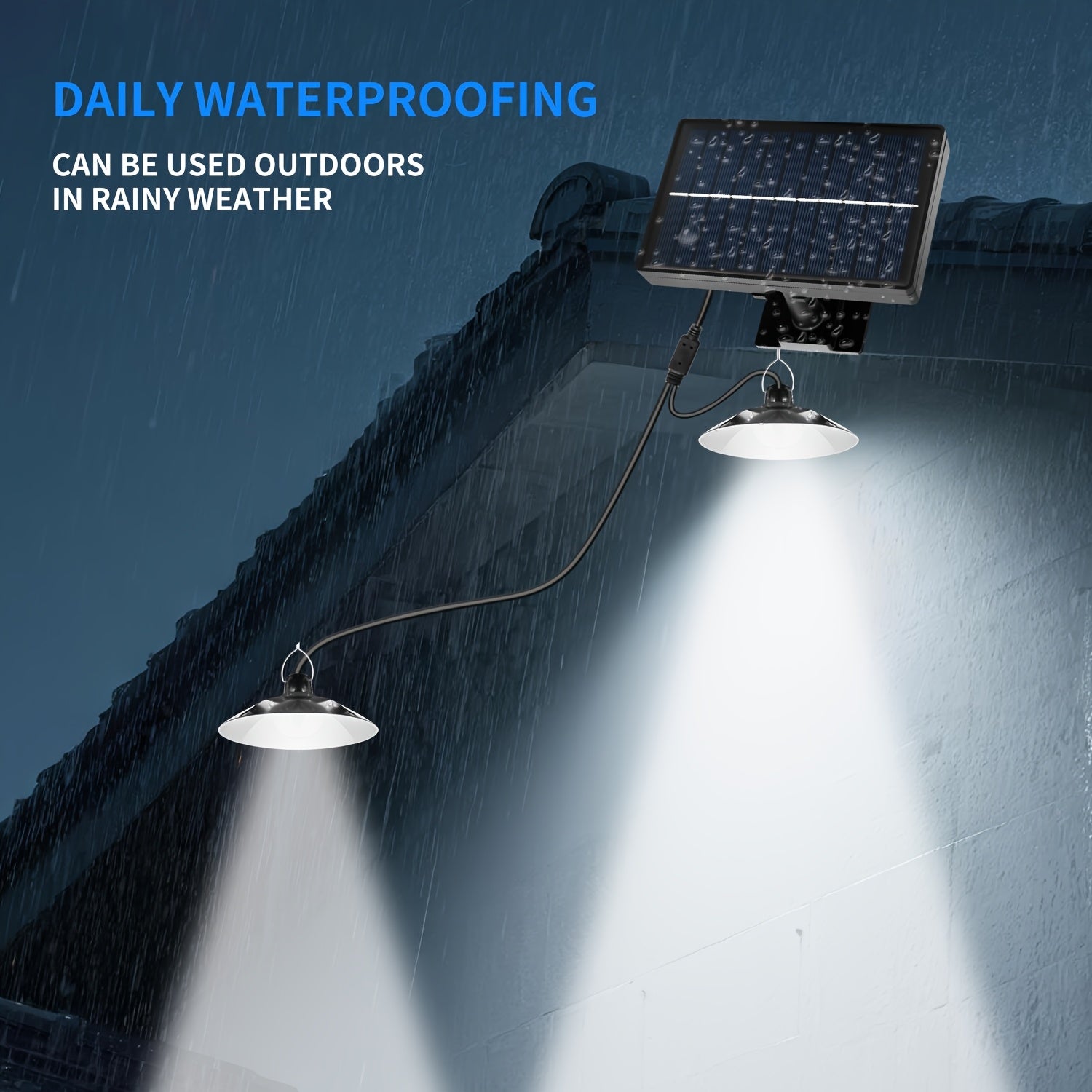 Dual-Head Hanging Light, Solar Powered, Indoor/Outdoor Universal - Classic Barn Style with On/Off Sensor - Perfect for Patio, Garage, Kitchen and Living Room