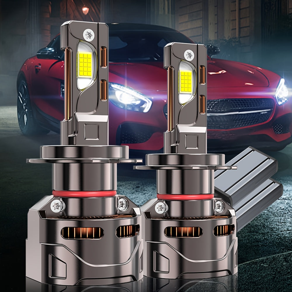 2 Pcs LED Car Headlight Bulbs, 57300 Lumens, 300W High Power, H1, H4, H7, H11, High/Low Beam, HB3/9005, HB4/9006, HIR2/9012-O129, 9570 CSP Chip, Plug-and-Play, Aluminum, External Driver, 900% Brightness Increase, No Battery Included