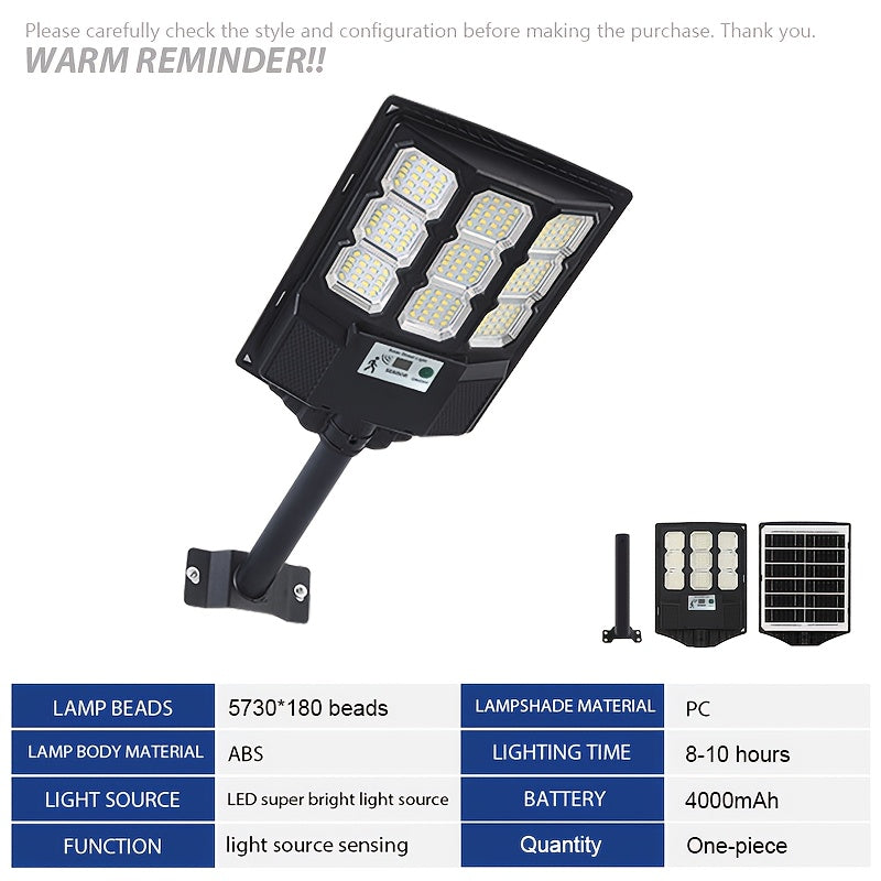 2 Pack / 1 Pack - Super Bright LED Solar Street Light, Outdoor Wall Lighting, Wide Angle Courtyard Light, with Motion Sensor and Remote Control Wall Light - Ideal for Commercial Streets, Parking Lots, Courtyards, Gardens, Garages, Farms