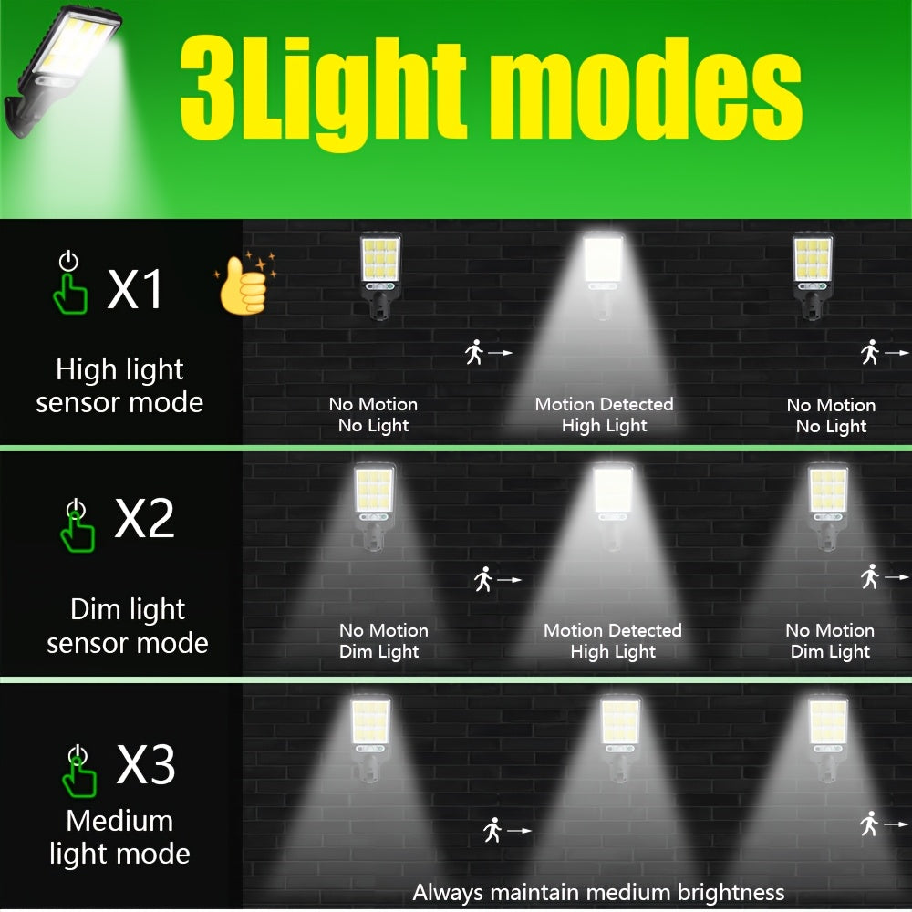 1 Piece 108/117COB Sensor Street Light, ABS Material, 28/60/72LED Ultra-High Power, Remote Control, 3 Functional Modes, Switchable Automatic Lighting in Darkness, High-Power Outdoor Recessed Mounting, Suitable for Roads