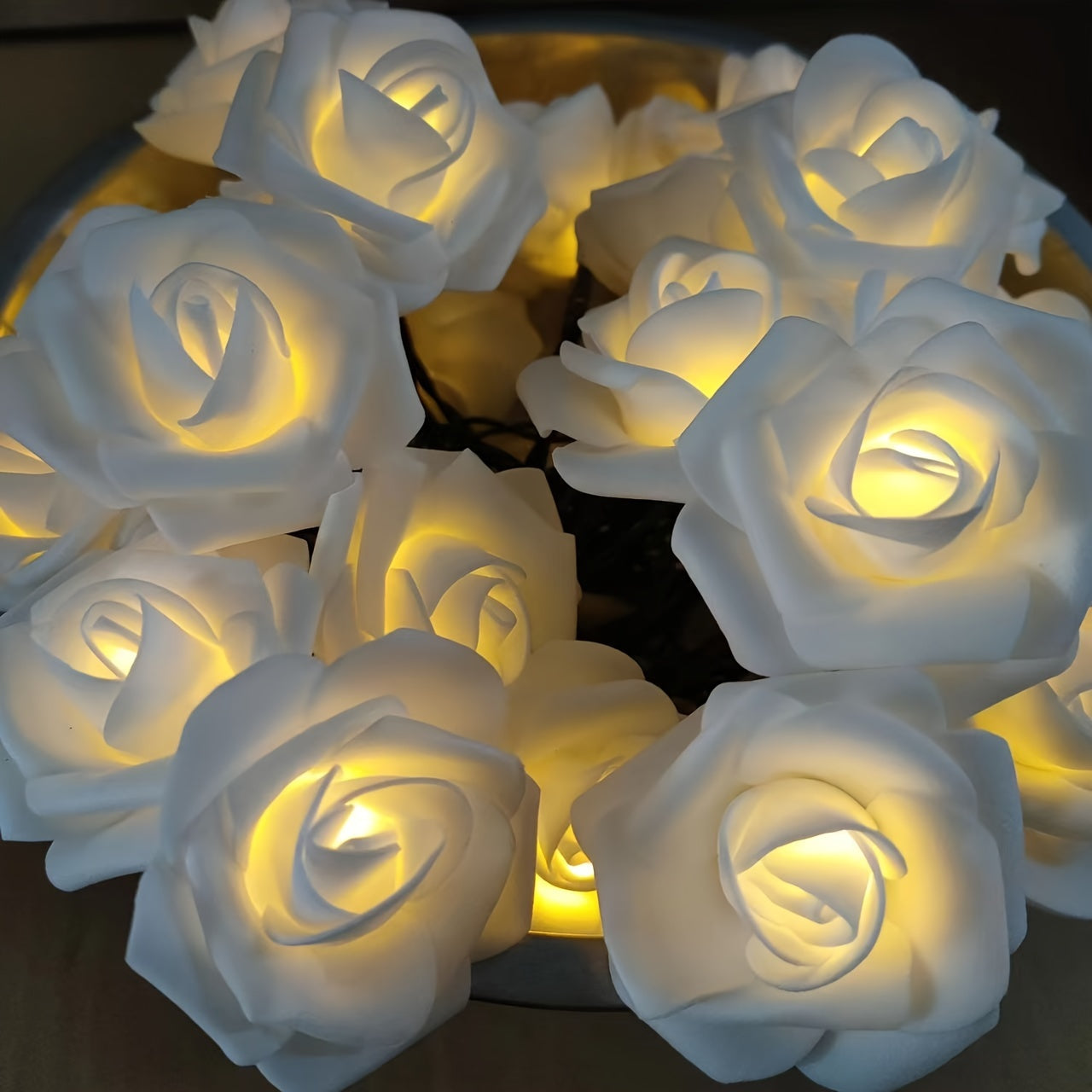 LED人造玫瑰花电池灯串 婚礼 情人节装饰灯串【不送电池】