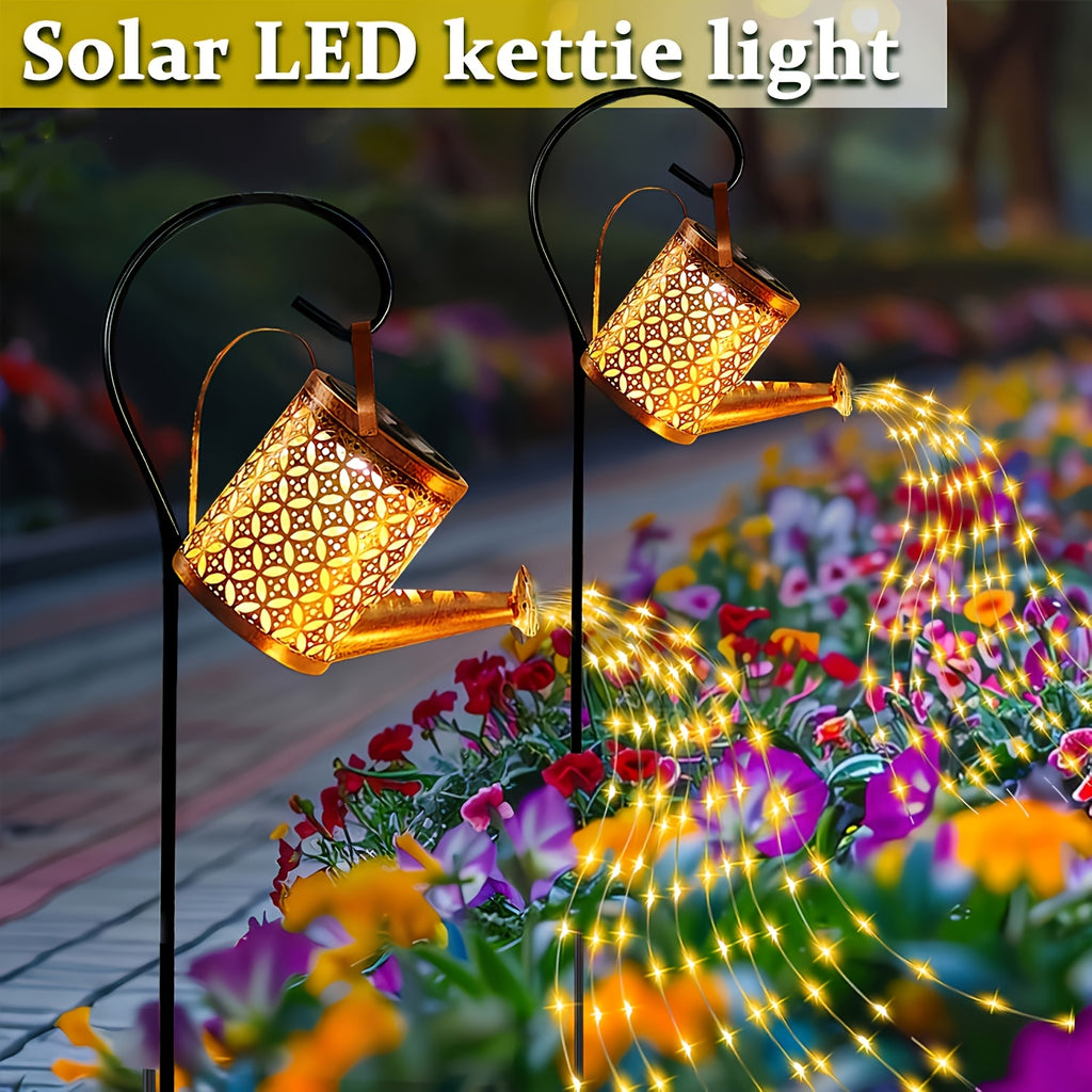 1pc Solar LED Kettle Light, Solar Garden Light, Solar Decorative Light, Outdoor Solar Hanging Light, Metal Solar Landscape Light, Perfect for Decorative Lighting of Courtyard, Garden, Lawn, Patio, Terrace, Pathways, Streets.