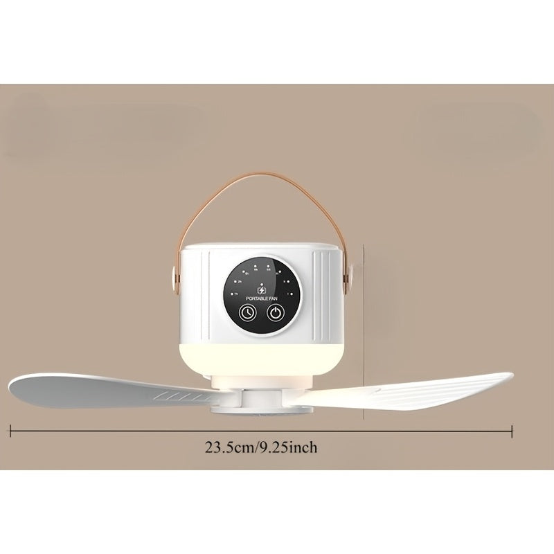 Portable Hanging Air Circulation Fan, USB Rechargeable Quiet Fan, 4 Speed Levels, 3 Night Light Modes, Hanging Wall Mount Desktop Placement Available, with Mosquito Repellent Strip