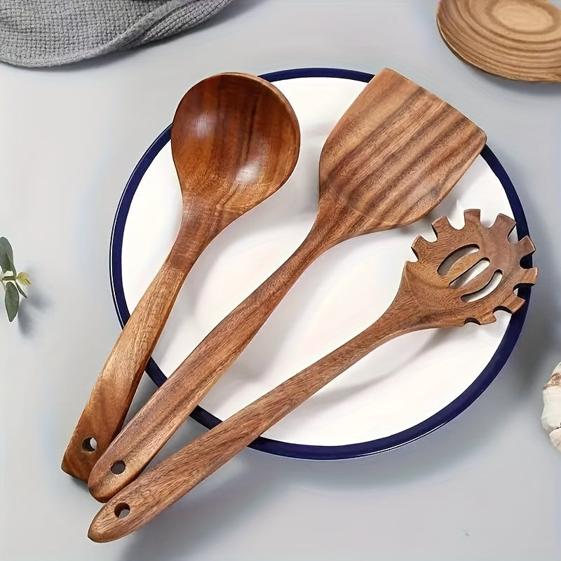 Wooden Spoon, Spatula, Soup Ladle – Wooden Kitchen Utensil Set, Wood Spoon Set
