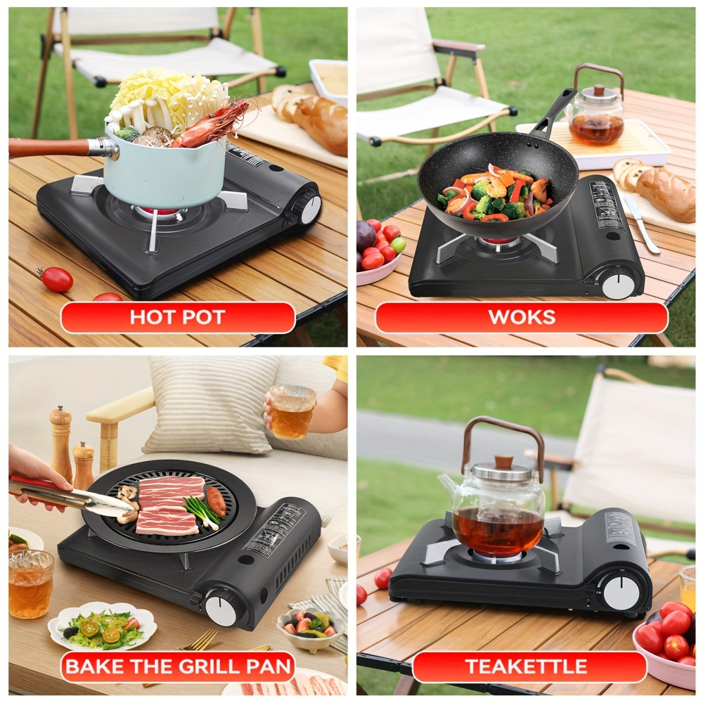 REDSUN F8 Outdoor Portable Butane Gas Stove 3.0kW – Ultra-Slim Design, Blue Flame Burner with Upgraded Ceramic Fire Cover, High Temperature Resistant, Overpressure Protection