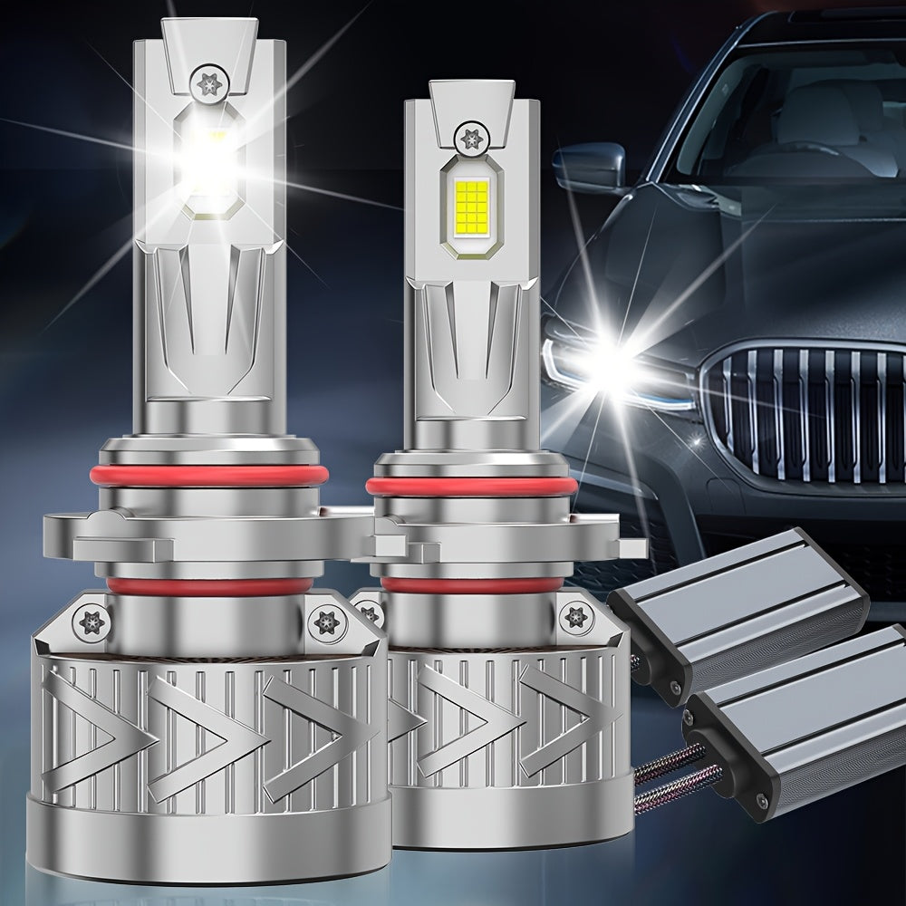 2Pcs LED Headlight Bulbs, Super Bright 320W 6500K White, 9570 CSP Chip, Turbo Cooling Fan and 360° Wide Beam, Compatible with 9005/HB3 9006/HB4 H8/H9/H11, for Car Lighting Upgrade, 12V-24V, 900% Brightness Increase