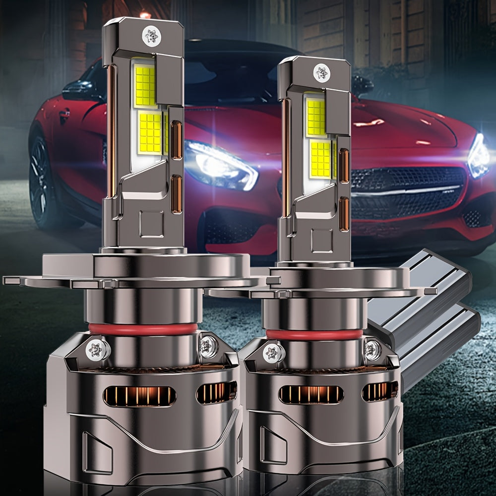2 Pcs LED Car Headlight Bulbs, 57300 Lumens, 300W High Power, H1, H4, H7, H11, High/Low Beam, HB3/9005, HB4/9006, HIR2/9012-O129, 9570 CSP Chip, Plug-and-Play, Aluminum, External Driver, 900% Brightness Increase, No Battery Included