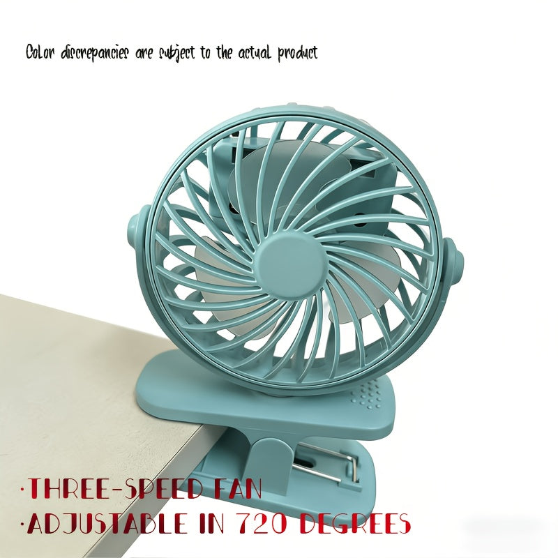 720° Adjustable USB Clip On Mini Fan, Compact & Portable, Perfect for Outdoor Activities & Daily Use