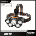 1Pc 5 LED Headlamp, USB Rechargeable, Hands-Free Design for Fishing, Adjustable Beam Angle, 4 Lighting Modes, Perfect for Fishing, Hiking, Camping and Outdoor Activities