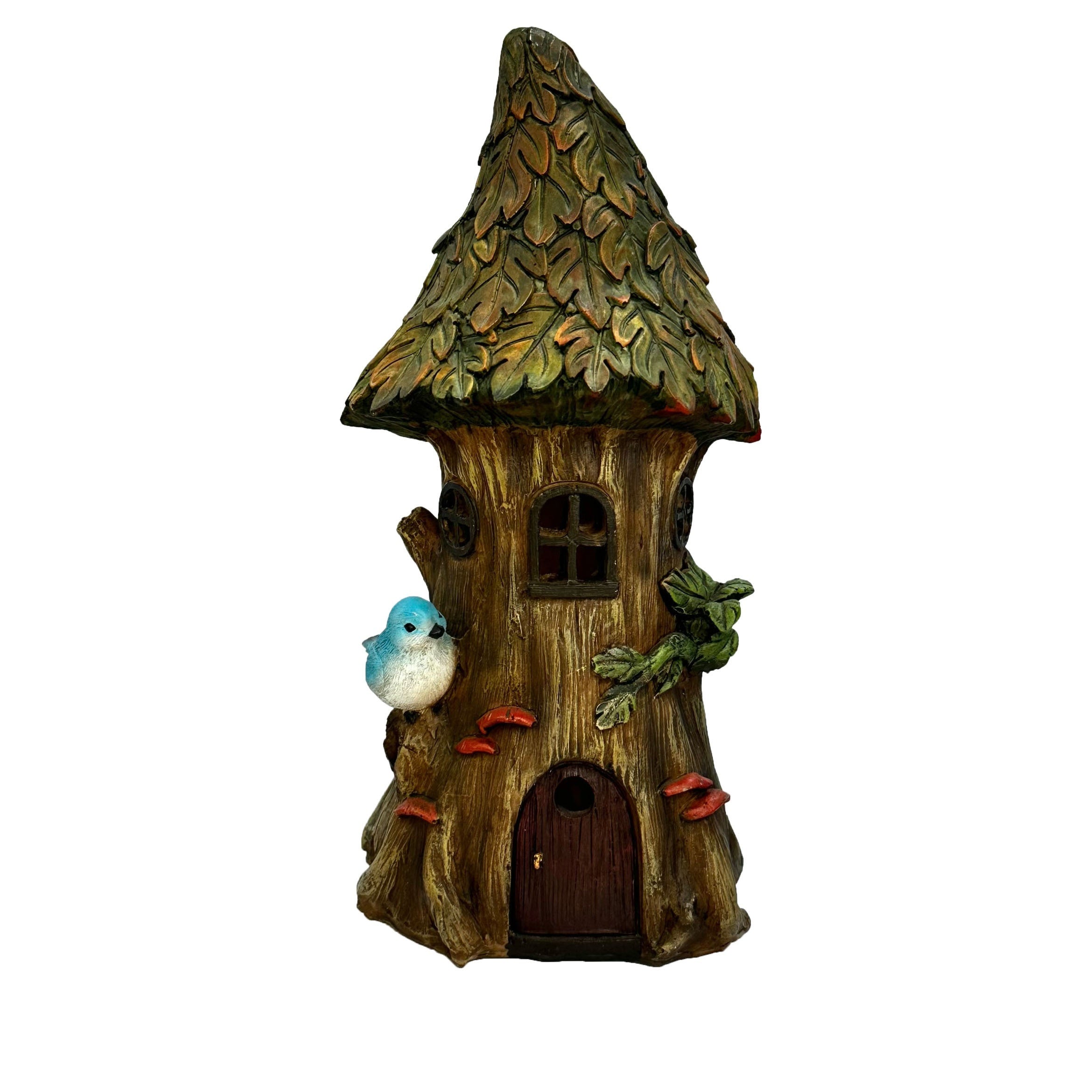 Resin Craft Solar Light, Bird Tree House Statue Ornament, Suitable for Garden, Courtyard, Lawn, Pond, Balcony, Windowsill, Tabletop, Holiday Decoration, Gift for Friends