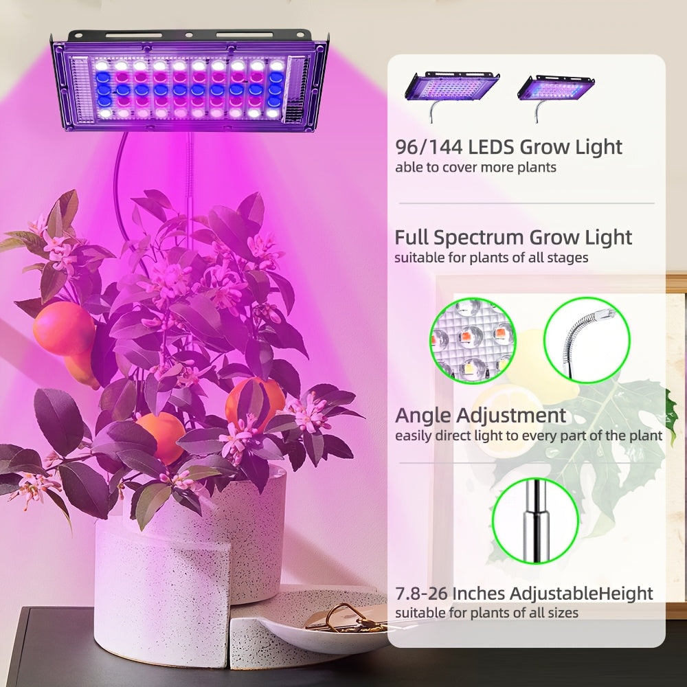 144/96/50 LED Full Spectrum Plant Grow Light with Ground Insert Stand, Easy Installation, Large Lighting Coverage, Equipped with USB Plug, On/Off Switch and 150cm Power Cord, Ideal for Indoor Seedling Cultivation, Promotes Plant Leaf Growth