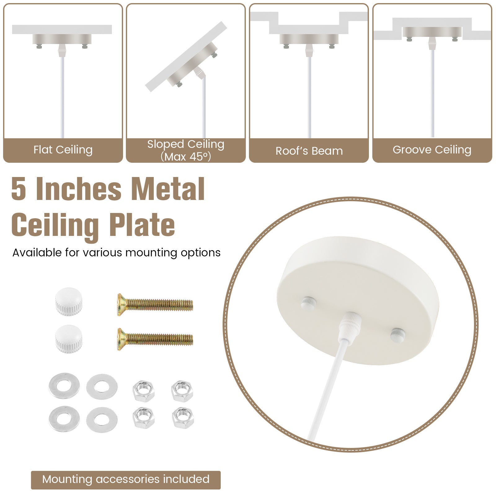 Paper Pendant Light, Dome Hanging Ceiling Light with Adjustable Hanging Cord, 17.5-Inch Decorative Pendant Light, Suitable for Kitchen Island, Dining Room, Bedroom, Foyer, Hallway, Beige