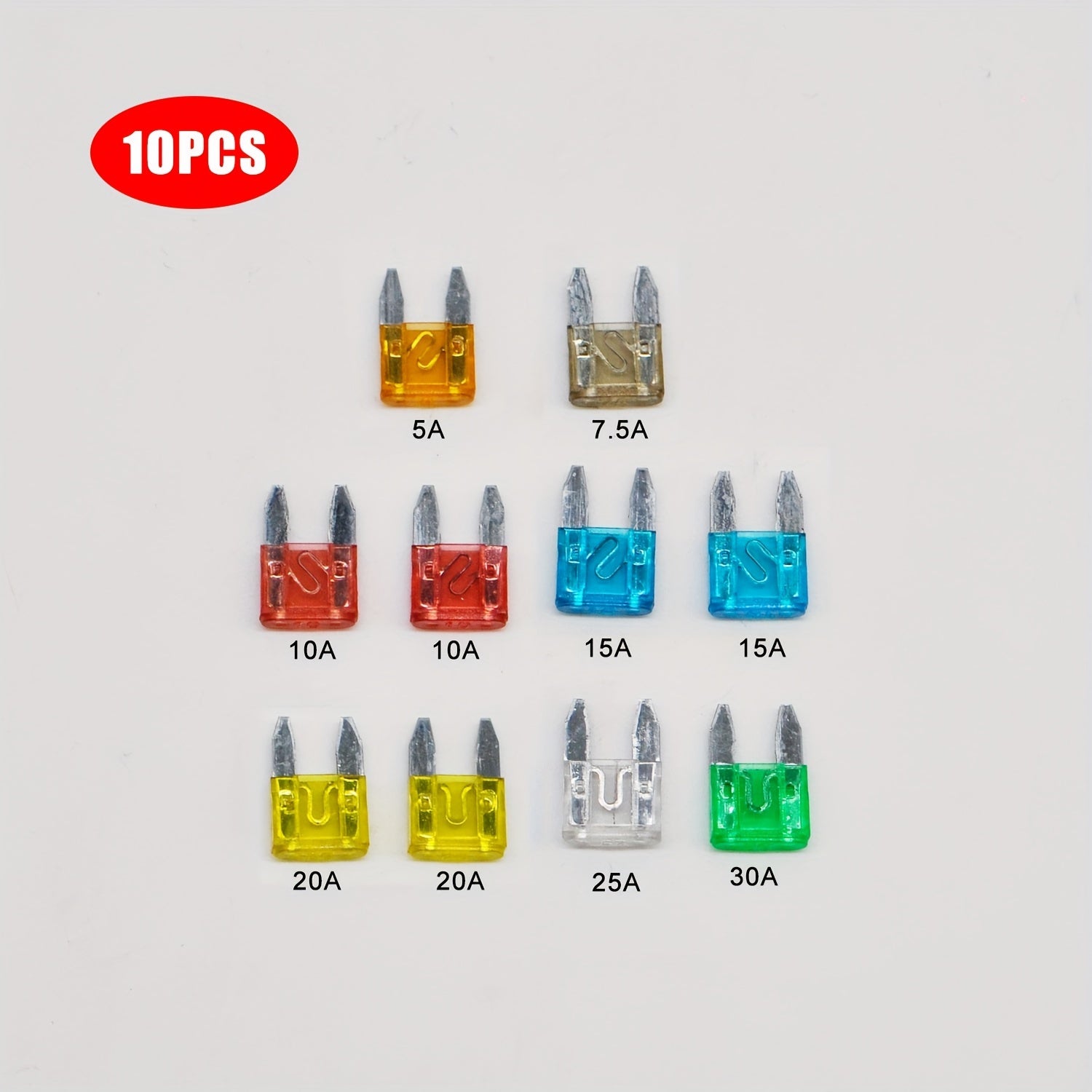 10-Pack Mini Blade Fuse Automotive 5A-30A - For Cars, Boats, Trucks and SUVs