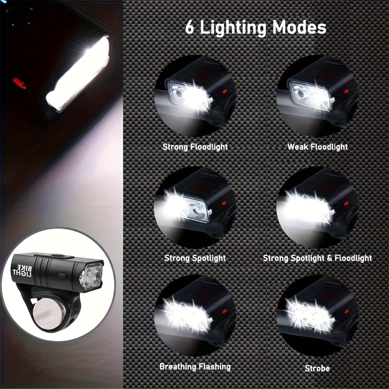 Bicycle Light Rechargeable High Beam Flashlight Night Riding Light Cycling Light with Aluminum Alloy Housing & Battery Level Indicator/