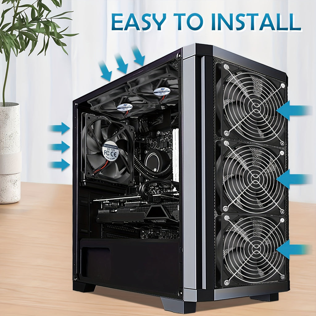 120mm×120mm×25mm DC 12V/24V Brushless Computer Case Fan, 2-Pin High Performance Cooling Fan