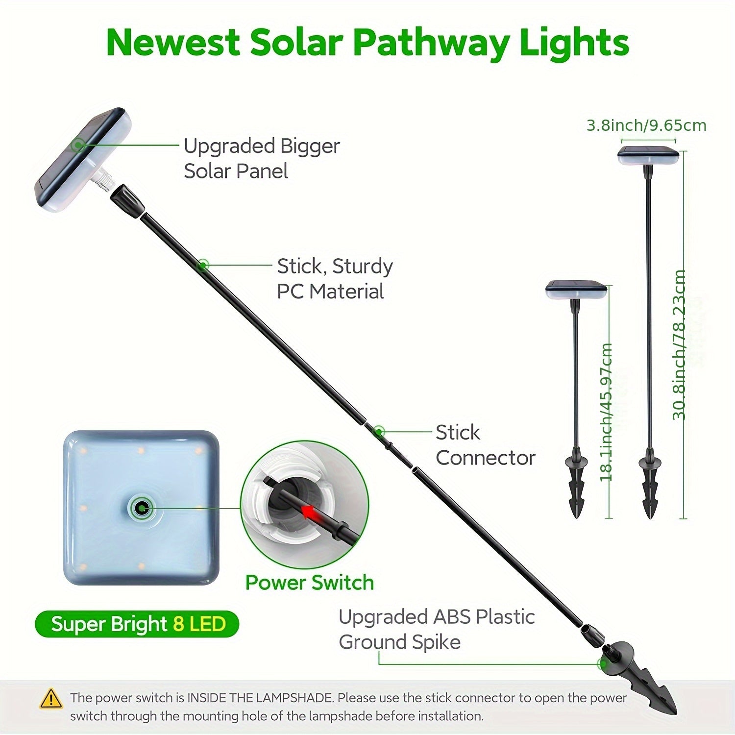 4/8-Piece - LED Solar Light, Outdoor LED Lawn Atmosphere Light, Solar Powered, 1000mAh Battery Capacity, IP65 Outdoor Courtyard Light, Easy Installation, Suitable for Courtyard, Porch, Lawn, Garden Decoration