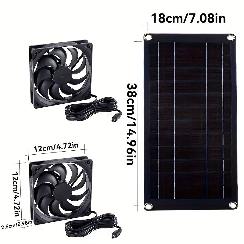 Sunant 10W Solar Panel Fan with 2 Fans, Solar Powered Electric Ventilator, Perfect for Livestock Cooling, Greenhouse Ventilation, Chicken Coop and Pet House