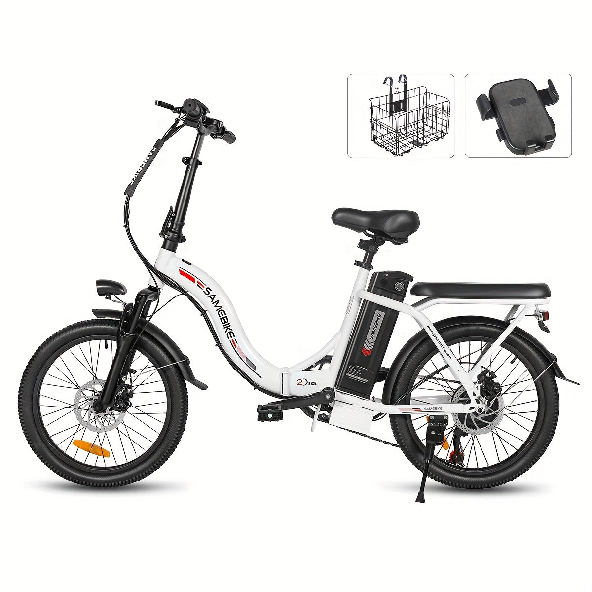 SAMEBIKE折叠电动自行车 | 20x2.35英寸耐磨轮胎 | 可拆卸电池 | 468W电机 | 机械碟刹 | 合金车架 | LCD智能仪表 | 城市自行车 | 40公里续航 | 成人自行车、电动自行车、出行助手