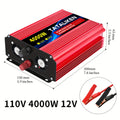 便携式4000W/5000W（峰值）纯正弦波电源逆变器带LED显示屏 12V直流转110V交流60Hz 适用于汽车、房车、卡车、露营 美国插头