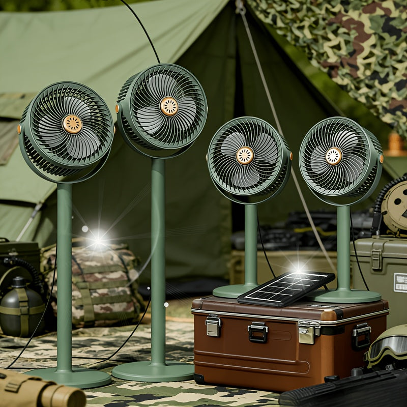 USB Charging Home Standing Fan, Solar Standing Fan, Outdoor Solar Charging Electric Fan, Retractable Floor Fan, Long Lasting Durable Fan, Perfect for Home Living Room and Outdoor Camping