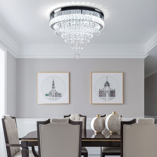 19.7-Inch Crystal Chandelier Crystal Ceiling Light LED Recessed Light Modern Pendant Light Suitable for Living Room Bedroom Dining Room (Cool White), Bedroom Chandelier, Fashion Chandelier, Elegant Chandelier