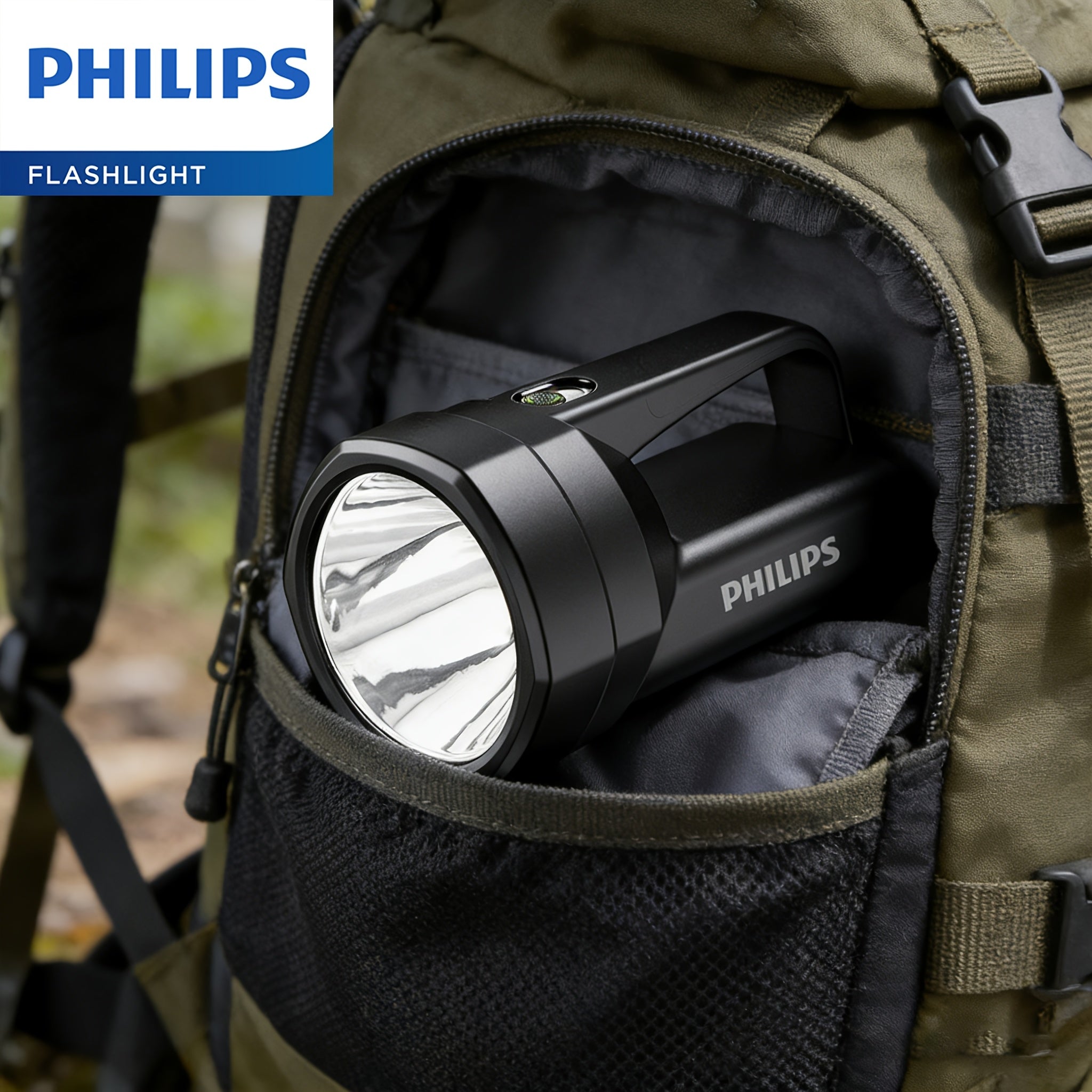 Philips 3000mAh Handheld Strong Light Flashlight, High-Power Outdoor Camping Lighting Emergency Light, Ultra-Bright Portable Rechargeable Home Emergency Flashlight, Multifunctional Strong Light Torch, Outdoor Hiking Light, Outdoor Gear/
