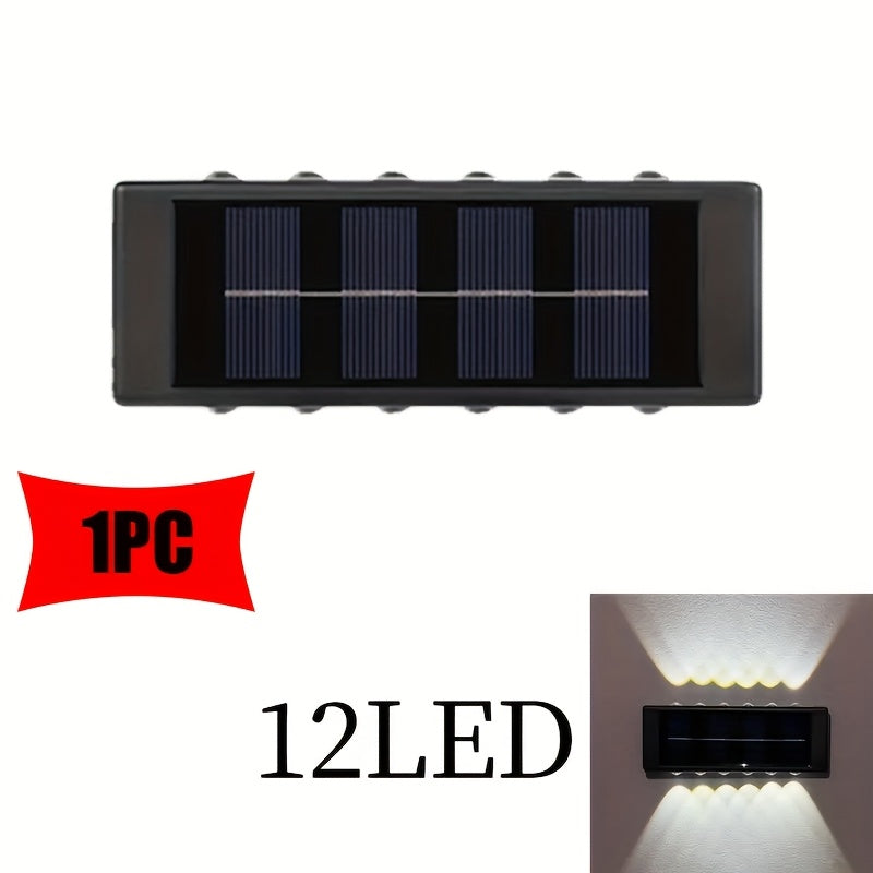 One-Piece Solar Wall Light, Wall Light Lighting Fixture, for Outdoor Wall Decoration and Ambient Lighting, Black Housing Up and Down Wall Light