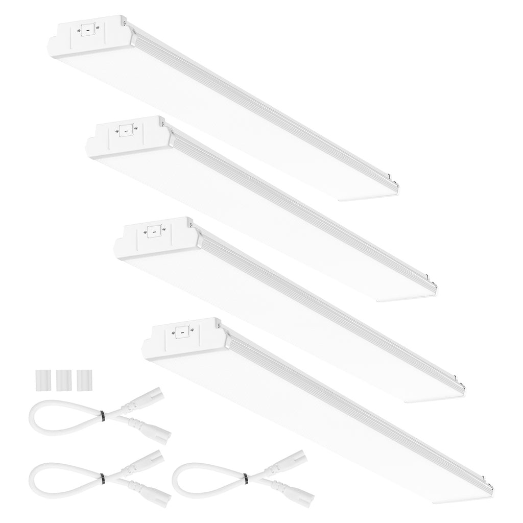 VEVOR 4/8 ft LED wrap light, 50W, 5500LM recessed LED shop light, 4-pack 6500K daylight LED kitchen ceiling light fixture, suitable for garage, office, laundry room fluorescent light replacement, FCC certified