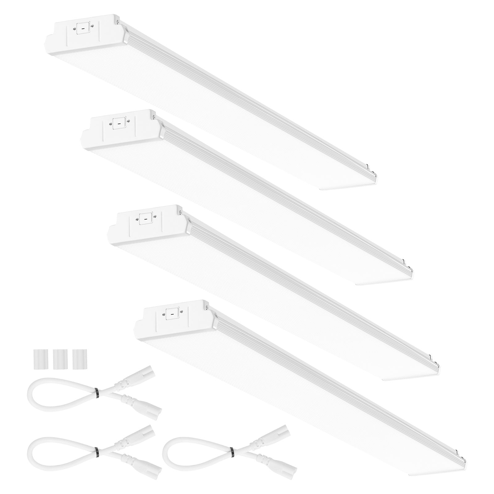 VEVOR 4/8 ft LED wrap light, 50W, 5500LM recessed LED shop light, 4-pack 6500K daylight LED kitchen ceiling light fixture, suitable for garage, office, laundry room fluorescent light replacement, FCC certified