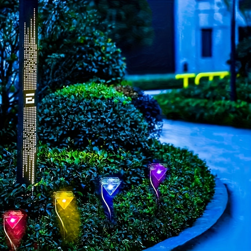 4-Piece Solar Curved Light Strip Diamond Light, Solar Outdoor Rainproof Lawn Light, Simple Semi-Flush Mount Installation, Suitable for Garden, Walkway, Patio Decoration, Outdoor Solar Landscape Light, Garden Decorative Courtyard Light
