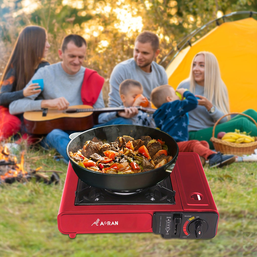 Aoran Portable Stove Camping BBQ Korean Kitchen Camping Butane Burner Stove with Safety Lock & Piezo Ignition, Energy-Saving Outdoor Camping Stove with Overpressure Protection, Ideal for Hiking