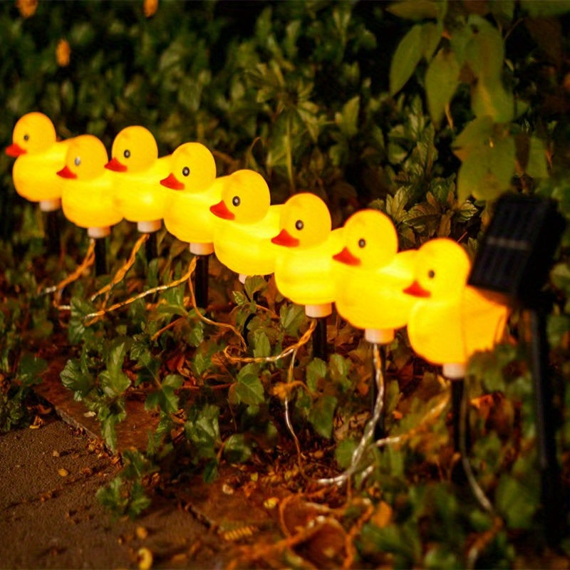 Solar Yellow Duck Light, Multi-Color Changing 8 LED, for Flower Garden Courtyard, Christmas and Halloween Decorative String Light