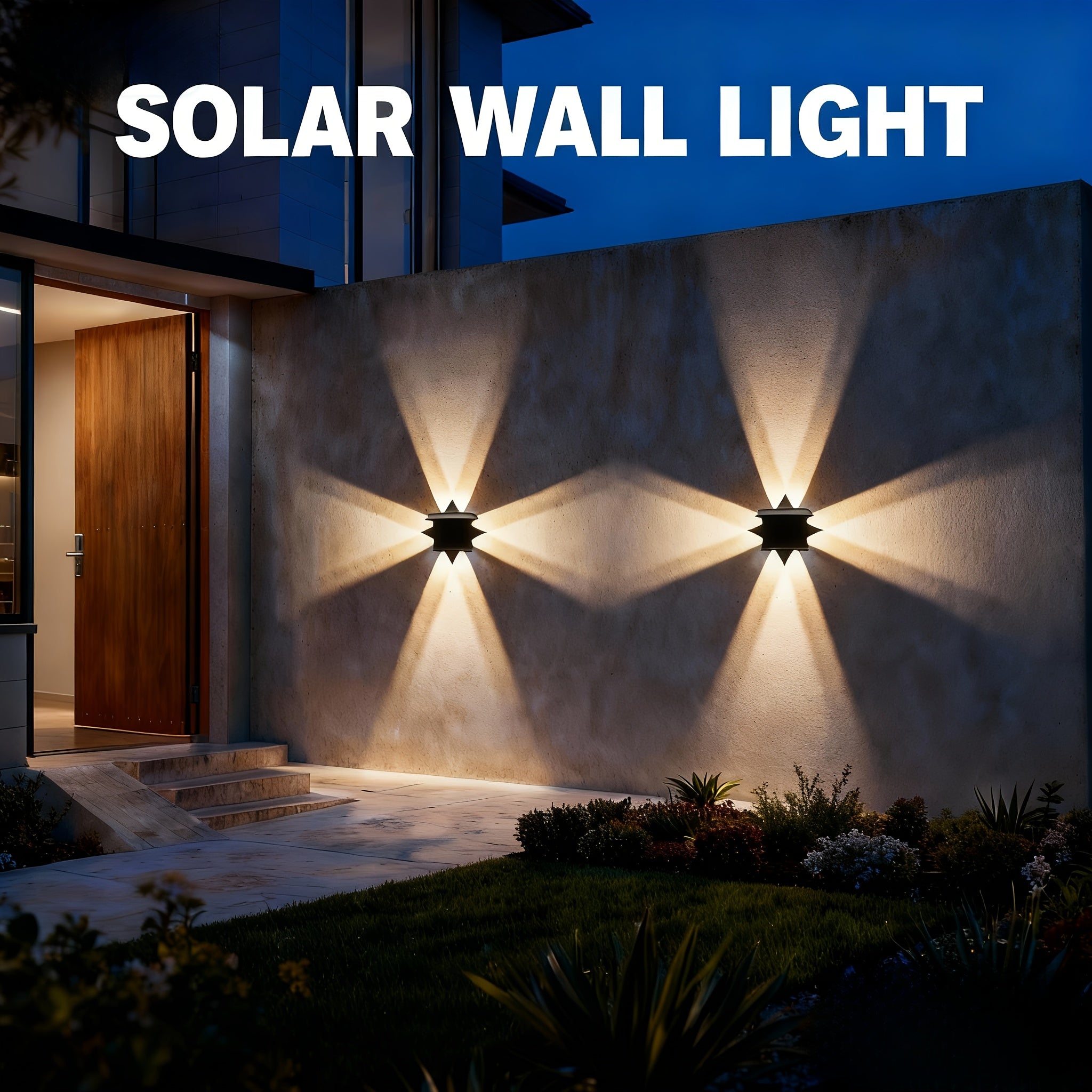 2-Pack Solar Wall Washer Light, 2200mAh Battery, Solar Outdoor Light, Solar Wall Light, Adjustable Solar Panel, 12-Hour Runtime, Suitable for Halloween, Garage, Garden, Porch, Courtyard, Villa Decoration