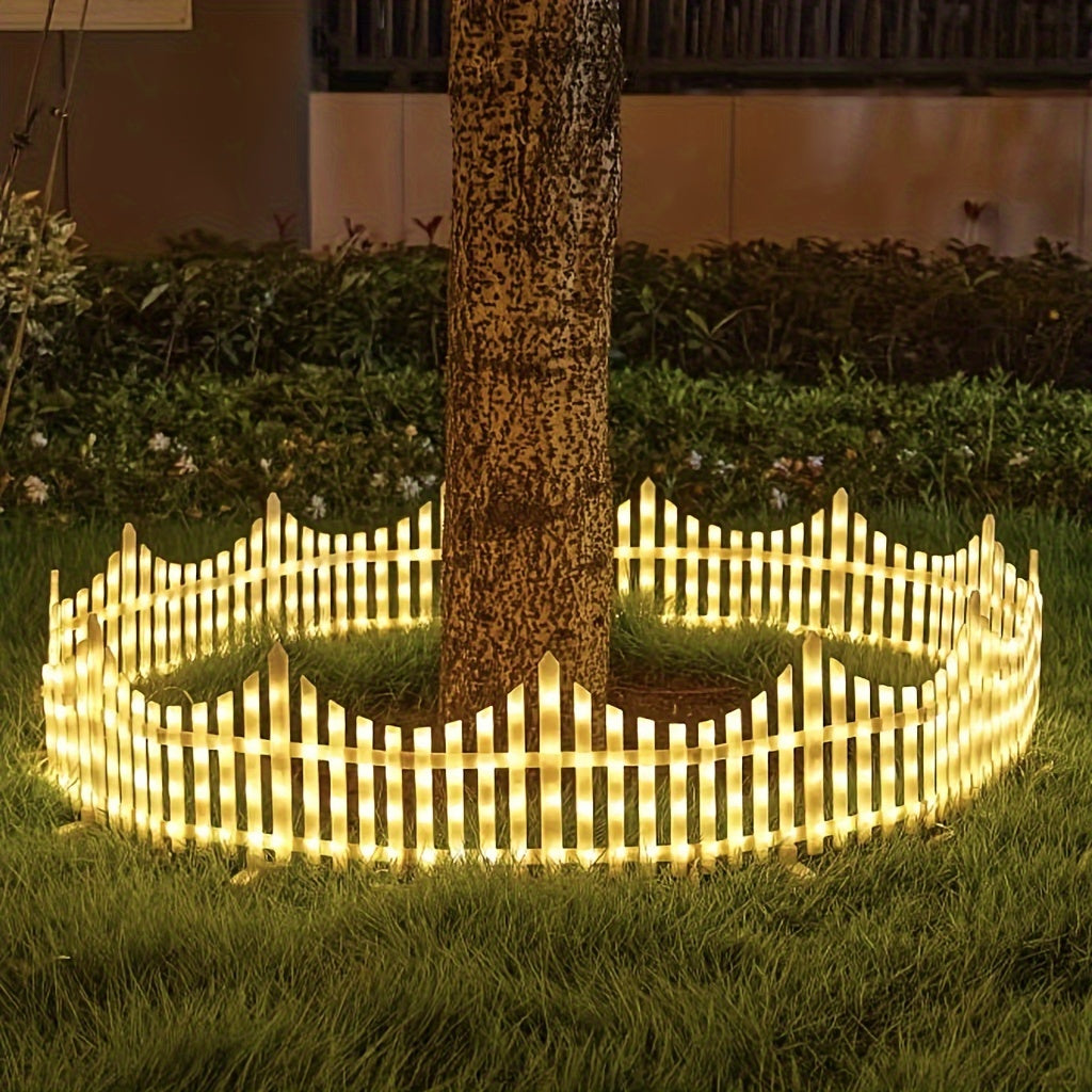 8-Piece Set, Each Size Width 13.78 Inches, Length 11.22 Inches, Solar Fence Light Outdoor Garden Decoration, Christmas Flashing Light Decor, Colorful LED Glowing Lantern, Courtyard Villa Decorative Light, Protection Rating IP44