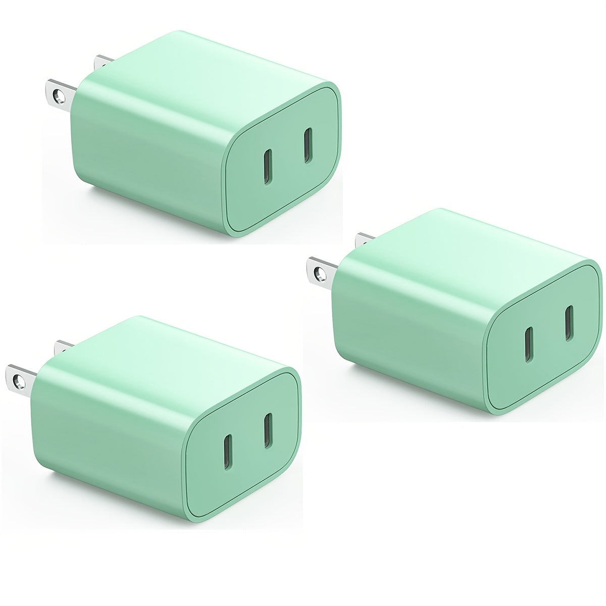 20W+20W USB C Charging Block Fast Charge, Dual Port Quick Charging Simulantaneous Data Transfer Power Adapter For IPhone 16/15/14/13/12/11/8/7, XS/X, IPad, Samsung - Green