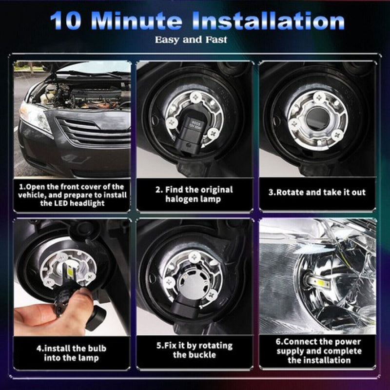 4-Pack H7 H7 LED Headlight Bulb Combo Set, High/Low Beam, 6000K High Brightness White Light, No Battery Included
