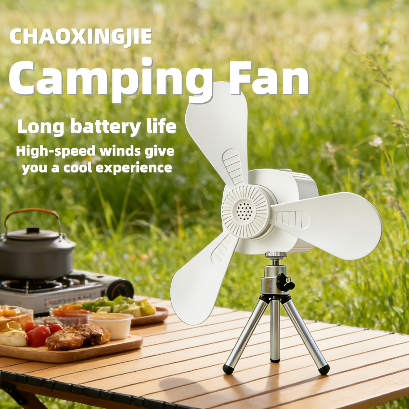 USB Rechargeable Portable Camping Fan with LED Night Light, 4 Speed Levels Long Lasting Battery Strong Wind, Hanging Fan for Dorm Tent, Ideal for Camping Fishing Outdoor Adventure Camping Accessories