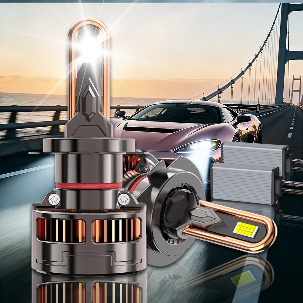 2PCS-LED Car Lights - 9012/9006/9005, H11/H7/H4/H1 - 55000LM, 300W High/Low Beam, 7500K Cool White Light, 12-24V Spotlight, No Battery Needed, Improves Night Driving Safety, External Driver Included