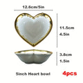 Set of 4, Ceramic Snack Bowls, High-End Electroplated Gold Small Appetizer Plates, 5-Inch Elegant Heart-Shaped Ceramic Bowls, Dessert Bowls, Table Bowl for Cereal, Fruit