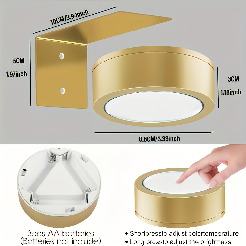 Gold/Black Wall Spotlight Fixture, Battery Operated (Batteries Not Included), Remote and Touch Control, LED Display Light, 3-Color Temperature Adjustable and Timer Picture Light, for Framed Art Portraits, Home Wall Decoration Display Light