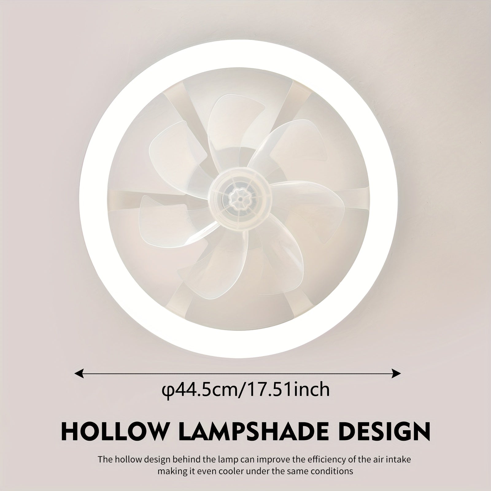 1PC Ceiling Fan with Light, 44.5cm/17.51 Inch LED Fan Light Kit, Compact Ceiling Fan with Remote Control, White Low Profile Ceiling Fan, 6 Speed Levels Smart Dimmable, Suitable for Living Room Bedroom Attic Kitchen Laundry Room Dining Room