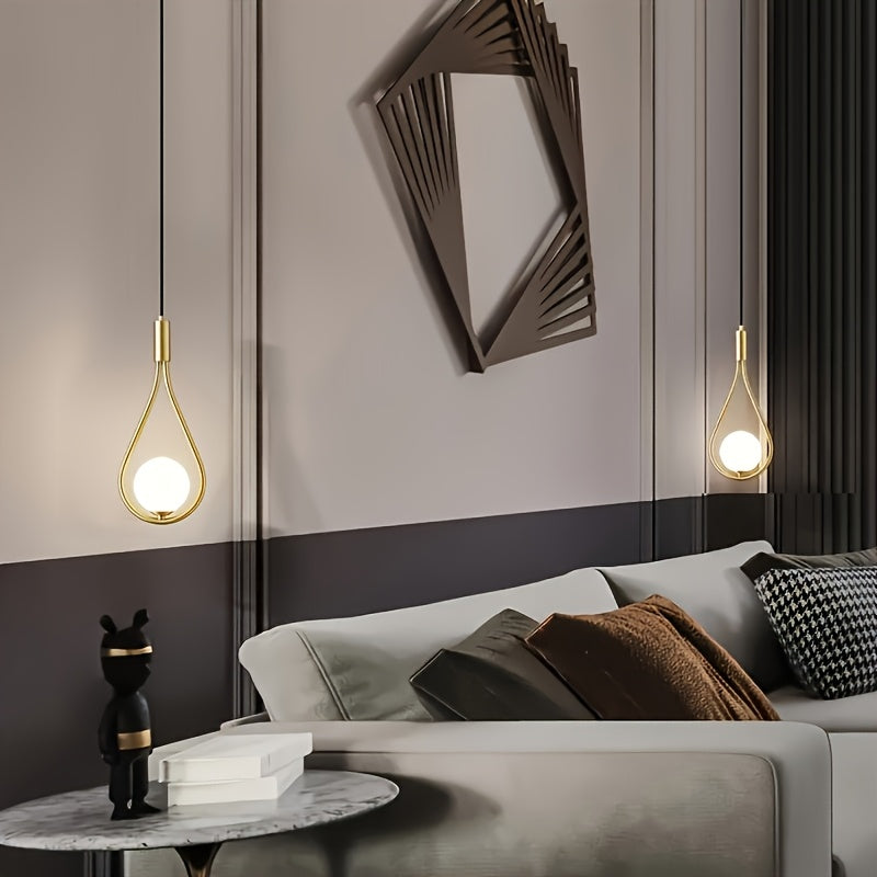 Modern Minimalist Metal Pendant Light, Semi-Flush Mount Ceiling Light with Lampshade, Polished Finish, Switch Control, Suitable for Living Room, Bedroom, Hallway