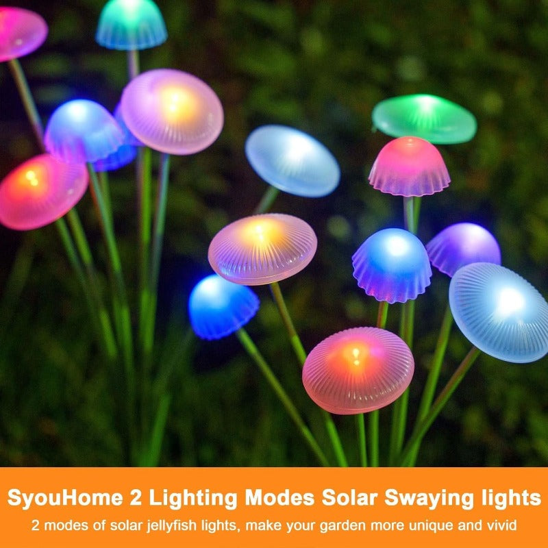 Solar Jellyfish Mushroom Light, 6/8/10 LEDs, 2 Flicker Modes, Courtyard Lawn Light Decoration | Outdoor Solar Garden Light, Perfect for Courtyard, Street, Party Tree Decoration, 11 Festival Decorations