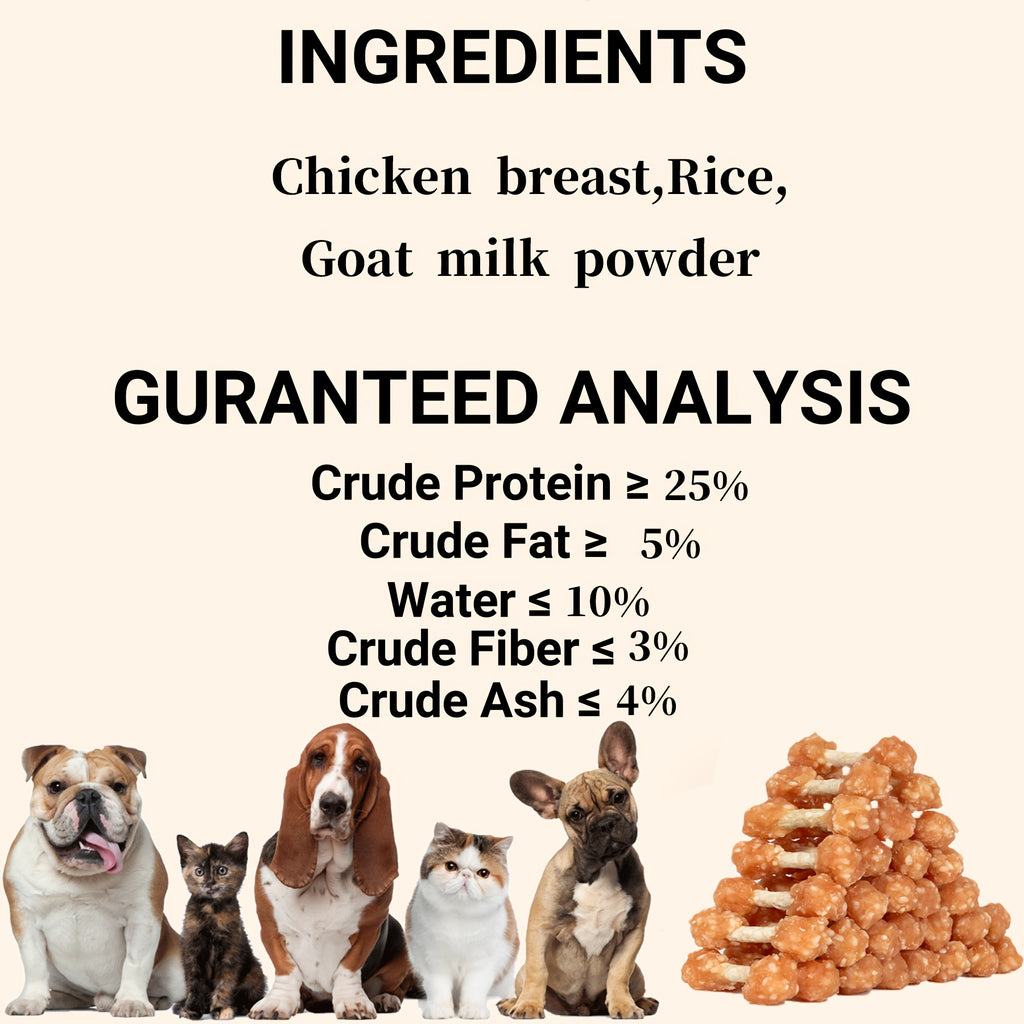 狗狗雞肉啞鈴零食，適用於小型犬、中型寵物及大型犬種的天然雞肉零食，含米粒配方，健康高蛋白易消化持久耐嚼，是理想的訓犬獎勵零食