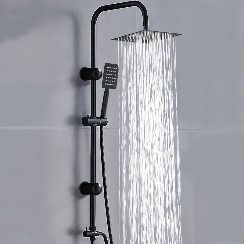 Premium Shower System - 8.0" Overhead Rain Shower Head & Handheld Shower with Height-Adjustable Slide Bar, Sturdy Rail & 60.0" Hose, 3 Shower Functions, Non-Wi-Fi