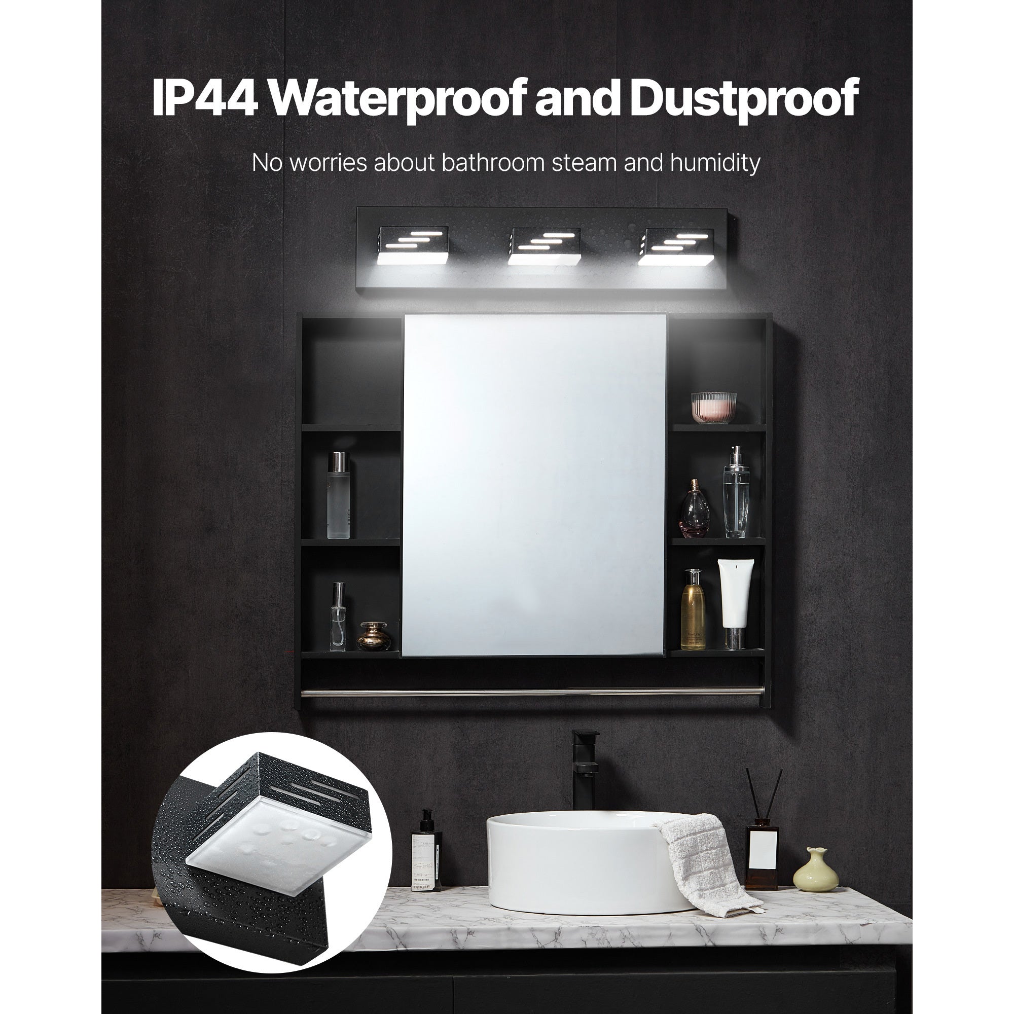 VEVOR 3/4/5/6-Light LED Modern Bathroom Wall Lamp 19.69/25.6/33.5/40.2-Inch Wall Light